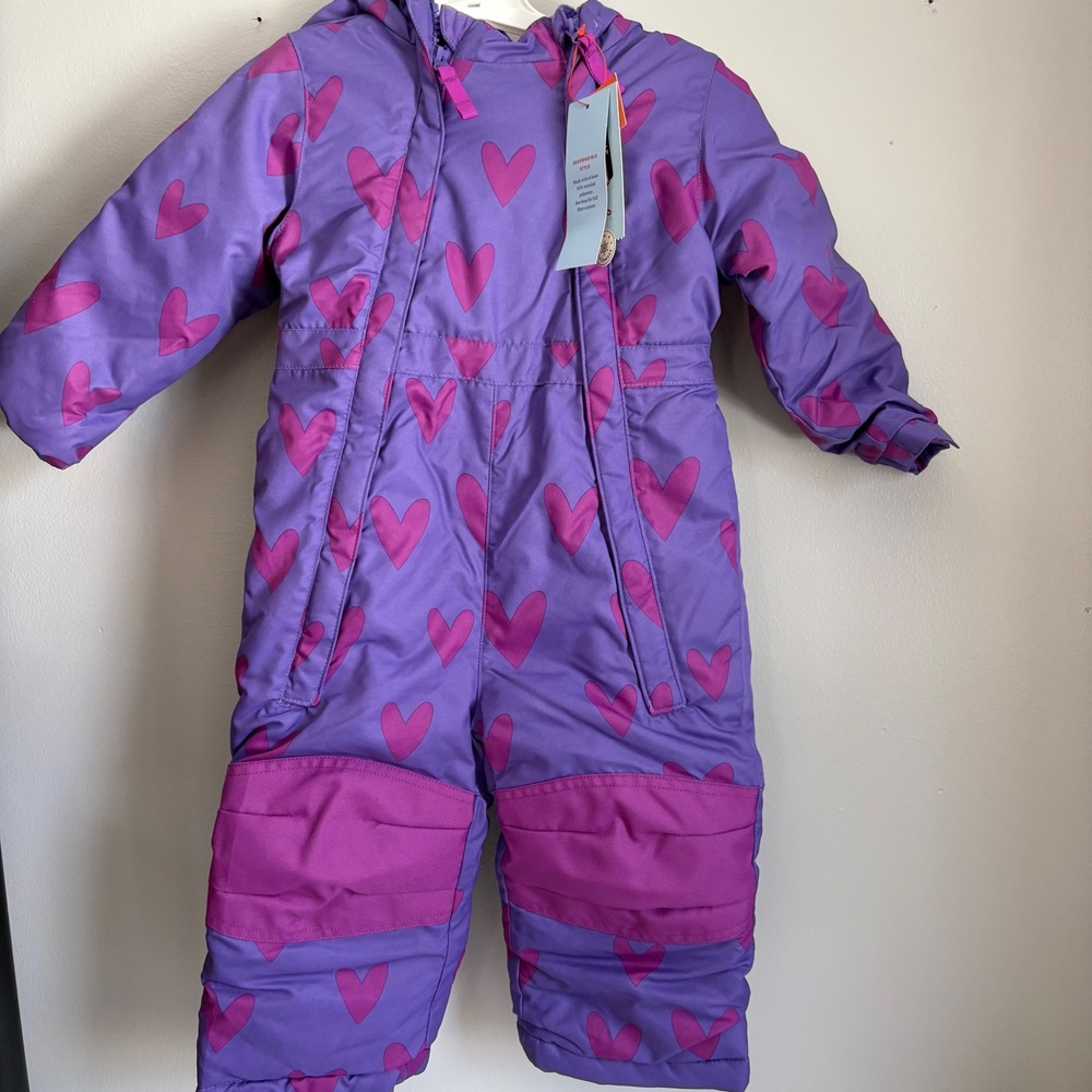 Cat & Jack Toddler Girls Purple Heart Print Snowsuit Bunting 18M NWT Warmest